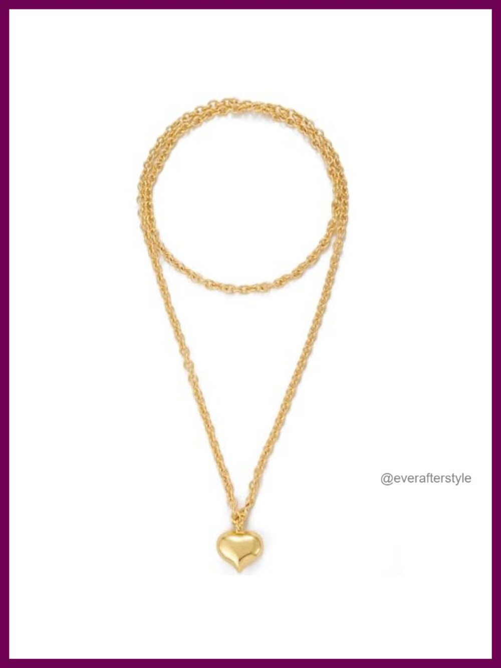 Gold Plated Chunky Puffy Heart Necklace Layered Long Statement Jewelry